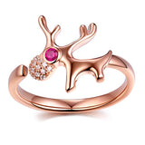  Silver Rose Gold Plated  CZ Adjustable Open Ring