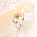 You Are My Sunshine Sunflower Gold Plated S925 Sterling Silver Ring