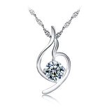 Elegant Classic 925 Sterling Silver Simple Zircon Necklace