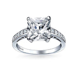 Simple 2.5CT Cubic Zirconia Brilliant Princess Cut AAA CZ Solitaire Engagement Ring Thin Pave Band 925 Sterling Silver