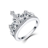 925 Sterling Silver Cubic Zirconia Princess Crown Ring