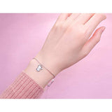 925 Sterling Silver Jewelry Dainty Adjustable bear and heart Bracelet Gift for Women and Girls