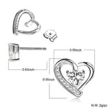 925 Sterling Silver Earrings Blue Cubic Zirconia Heart Shaped Stud Earrings For Women