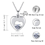 Heart Cremation Ashes Urn Necklace - 925 Sterling Silver Double Heart Love Pet Human Ashes Holder Keepsake Memorial Lockets Pendant Jewelry Women Gifts