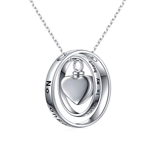 Cremation Jewelry 925 Sterling Silver Always in My Heart Urn Necklace Ashes Keepsake Pendant Necklace