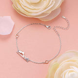 925 Sterling Silver Snow Caps Mountain Heart Range bracelet Gift for Women Teen Girls Hikers Outdoor Lovers