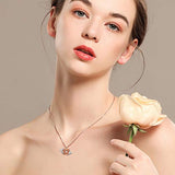 S925 Sterling Silver Rose Flower Pendant Necklace, Silver Rose Necklace Jewelry Gift for Women Girls