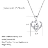 Mother Daughter Animal Necklace for Mom Grandma 925 Sterling Silver CZ Mother and Child Love Heart Dainty Pendant Necklace Jewelry for Women Girls Daughter with Jewelry Box