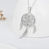 Dream Catcher Necklaces, 925 Sterling Silver Flower Dream Catchers Pendant Charm Jewelry
