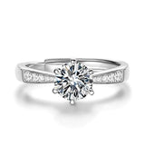 Silver  Moissanite Four Prong Wedding Engagement Ring