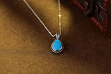 Sterling Silver Created Turquoise Teardrop Pendant Necklace Fine Jewelry