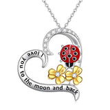 Ladybug and flower Pendant Necklace 