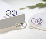 Sterling Silver 5A Cubic Zirconia CZ Open Eternity Circle Dainty Earrings Birthstone Jewelry Sets Birthday Anniversary Gifts for Women Teen Girls Mom Wife Lover