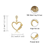 925 Sterling Silver Heart  Drop  Arrow Earrings Mother's Day Jewelry Gifts for Women