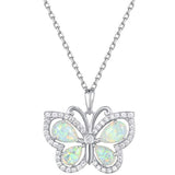 Opal Butterfly Pendant Necklace