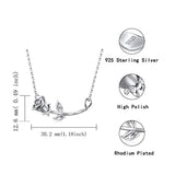 Cute Rose Necklace Flower Pendant - 925 Sterling Silver Fashion Jewelry for Women Girls Gifts Birthday Mother's Day (White Rose Necklace)