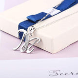 S925 Sterling Silver 26 Initial Letter Pendant Alphabet With CZ Necklace