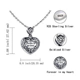 “Forever in My Heart” Sterling Silver Urn Memorial Necklace Cremated Ashes Pendant Holder