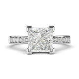 14k White Gold 1.5ct Simulated Princess Cut Natural Diamond Engagement Ring with Promise Bridal Ring