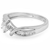 0.25 Carat (ctw) 14k Gold Diamond Crossover Split Shank Women Promise Band Engagement Ring 1/4 CT