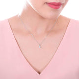 Rhodium Plated Sterling Silver Cushion Cut  CZ Pendant Necklace