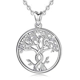 Silver CZ Family Tree of Life  Necklace