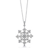 Rhodium Plated Sterling Silver Cubic Zirconia CZ Snowflake Fashion Pendant Necklace