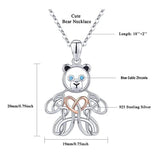 Celtic Knot Necklaces Cute Animal Bear Necklace 925 Sterling Silver Pendant Necklace for Women Girls Jewelry Gifts