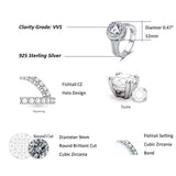 Wedding Engagement Promise Ring Rhodium Plated 925 Sterling Silver Round Cut Cubic Zirconia Halo Pave CZ Jewelry for Wife Lover Girlfriend