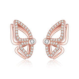 Silver Rose Gold Plated Butterfly StudEarrings
