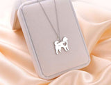 925 Sterling Silver Hollow Heart Husky Dog Pendant Necklace Jewelry for Women Girls Birthday Gift, 18