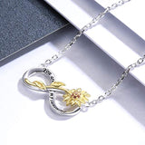 Silver Sunflower Infinity Pendant Necklace