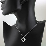 925 Sterling Silver Simulated Blue Cubic Zirconia Dolphin Heart Pendent Necklace