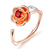 Silver Rose Gold Plated CZ Adjustable Open Ring