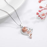 S925 Sterling Silver  Rose Flower Pendant Necklace Jewelry for Women Girlfriend