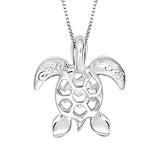 925 Sterling Silver 3D Filigree Sea Turtle Pendant Necklace for Women