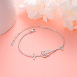 S925 Sterling Silver Guitar Music Themed Music Clef Bracelet Musical Jewelry for Women