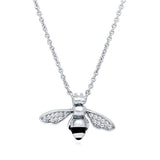  Silver CZ Bee Pendant Necklace 