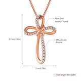 Infinity Cross Pendant Necklace  Cubic Zirconia for Women Daughter Wife Mother on Birthday Thanksgiving Day Anniversary,  Rose Gold Plated Christmas Gifts