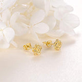 S925 Gold-plated Sterling Silver Rose Flower Earrings Jewelry for Women