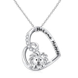 Silver Lion Cute Animal Heart Pendant Necklace