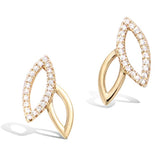 Yellow Gold plated  Leaf Olive Branch Feather Cubic Zirconia CZ Stud Earrings Fashion Jewelry