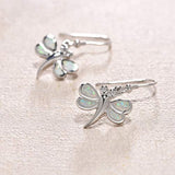 925 Sterling Silver Dragonfly Blue Opal Dangle Drop Cute Earrings Birthstone Fine Jewelry For Women Girls