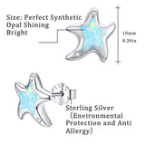  Silver Opal Whimsical Dance Star Stud Earrings 