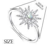 925 Sterling Silver Celestial Jewelry Lab Created Opal CZ Starburst Ring for Women Birthday Gift
