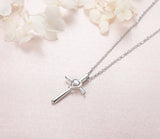 S925 Sterling Silver Cubic Zirconia Love heart Cross Pendant Necklace Jewelry for Women Girls