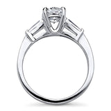Rhodium Plated Sterling Silver Oval Cut Cubic Zirconia CZ 3-Stone Anniversary Promise Engagement Ring