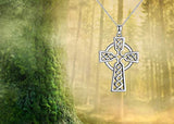 Celtic Knot Cross Necklace for Men 925 Sterling Silver Polished Irish Celtic Jewelry