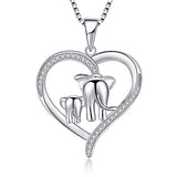 Silver Elephant heart Pendant Necklace