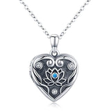  Silver Lotus Heart Locket Pendants Necklace 